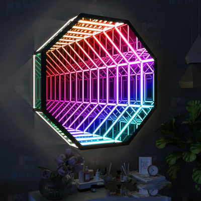 주문 홈 바 LED 네온 표지 거울 배경 벽 장식 인피니티 LED 거울 빛 온라인 제조